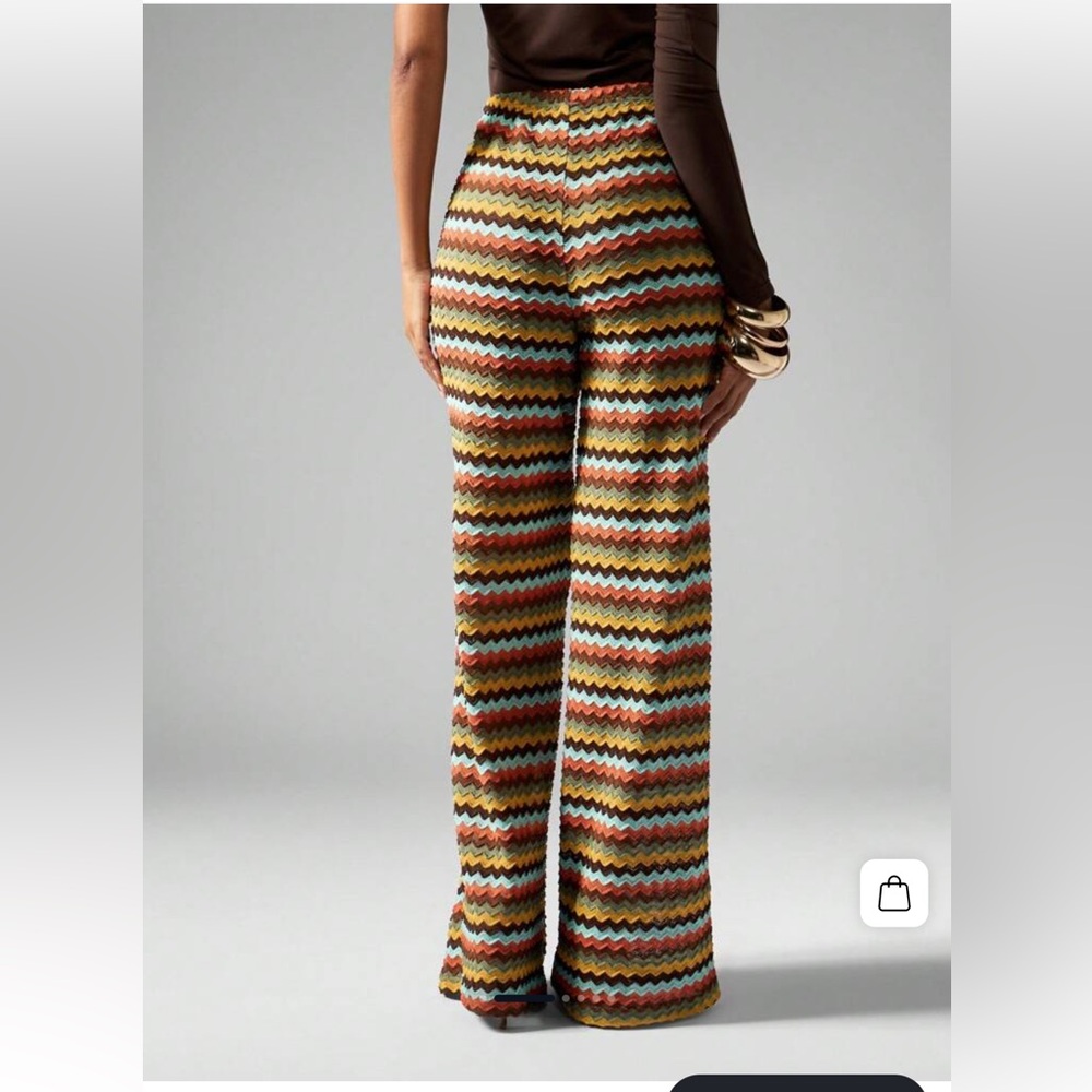 1159.Multicolor zig zag Crochet Fall Women's Pants - Picture 3 of 3